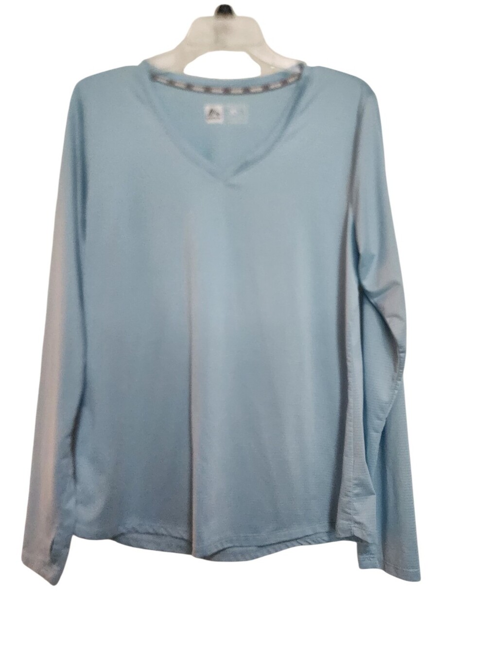 RBX Light Blue V-Neck Long Sleeve Athletic Base Layer Women's Top SZ Large